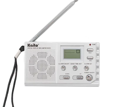 Kaito ka208 credit card sized portable am fm radio clock alarm